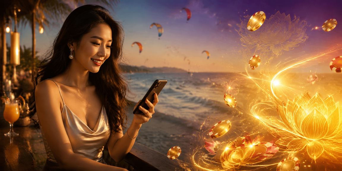 Người dùng trải nghiệm slot game trên điện thoại tại khu nghỉ dưỡng Mũi Né