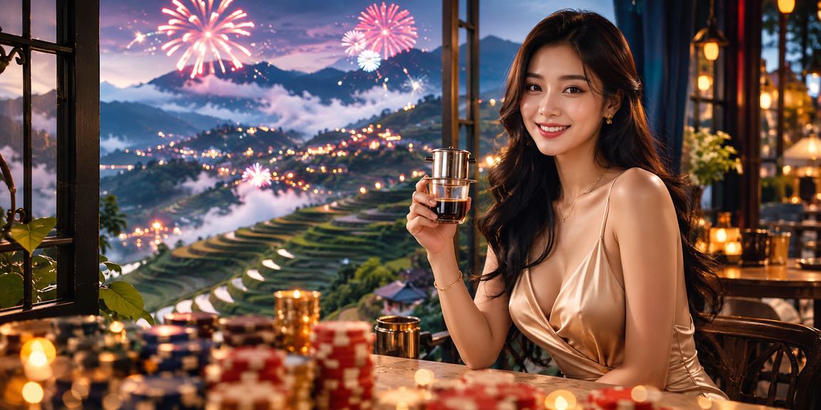 Người dùng tại Sapa nhâm nhi cà phê và kiểm tra kết quả xổ số trực tuyến trên điện thoại buổi sáng